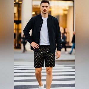 NWT Drill Clothing Company Stretch Black with Gold Tiger Shorts Size Small